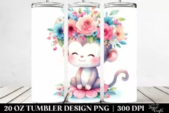 Cartoon Monkey Flower Crown 20 Oz Tumbler Product Image 2