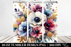 Abstract Bouquet, Gold Foil with Anemone | 20 Oz Tumbler Product Image 2