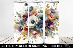 Abstract Bouquet, Gold Foil with Anemone | 20 Oz Tumbler Product Image 2