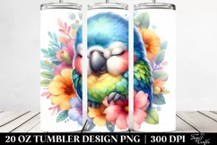 Colorful Watercolor Cute Baby Macaw Sleeping Flor | 20 Oz Product Image 2