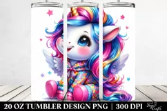 Smiling Baby Unicorn Drawing | 20 oz Tumbler Product Image 2