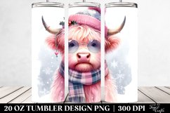 Cute Highland Cow with Christmas Decor, Transparent 20 Oz Product Image 2