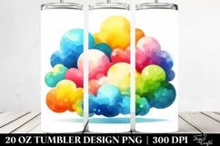 Colorful Watercolor Cloud 20 Oz Tumbler Product Image 2