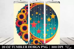 Retro Colorful Half Moon with Stars and Sunflowers | 20 oz Product Image 2