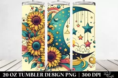 Retro Colorful Half Moon with Stars and Sunflowers | 20 oz Product Image 2