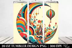 Retro Colorful Whimsical Half Moon | 20 oz Tumbler Product Image 2