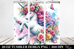 Unicorn Dancing Floral Wreath | 20 oz Tumbler Product Image 2