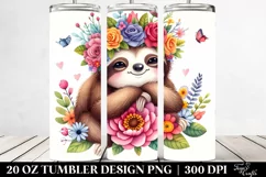 Watercolor Bear Flower Crown | 20 oz Tumbler Product Image 2