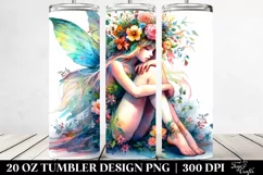 Fairy Sitting Floral Wreath | 20 oz Tumbler Product Image 2