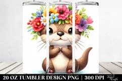 Vibrant Flower Crown Otter Design | 20 oz Tumbler Product Image 2