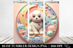 Colorful Puppy in 3D Scene, Transparent 20 Oz Tumbler Product Image 2