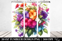 Vibrant Colorful BUQUET Impatiens Watercolor Tumbler Design Product Image 2