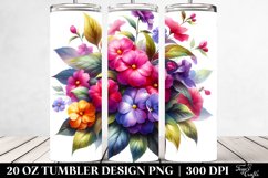 Vibrant Colorful BUQUET Impatiens Watercolor Tumbler Design Product Image 2