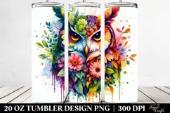 Vibrant Owl Flowers. 20 Oz Tumbler Design Product Image 2