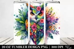 Abstract Vibrant Watercolor Owl Plant Leaves. 20 oz Tumbler Product Image 2