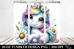 Cute Baby Unicorn Smiling with Big Eyes | 20 Oz Tumbler Product Image 2