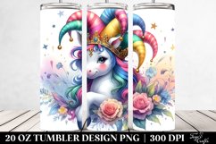 Colorful Jester Hat Unicorn. 20 Oz Tumbler Design Product Image 2