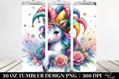 Colorful Jester Hat Unicorn. 20 Oz Tumbler Design Product Image 2