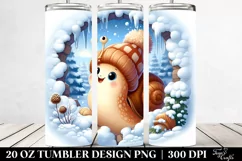 Cute Baby Snail in Winter Scene, Transparent 20 Oz Tumbler Product Image 2