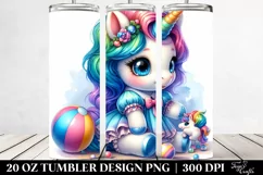 baby Unicorn Playing | 20 oz Tumbler Product Image 2