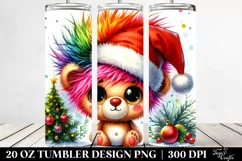 Vibrant Bear with Santa Hat 20 Oz Tumbler Product Image 2