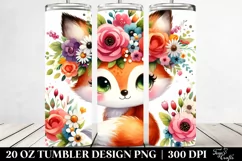 Vibrant Flower Crown Fox Design | 20 oz Tumbler Product Image 2