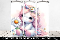 Cute Baby Unicorn with Daisy | 20 Oz Tumbler Product Image 2