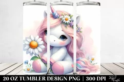 Cute Baby Unicorn with Daisy | 20 Oz Tumbler Product Image 2