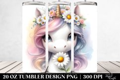 Cute Baby Unicorn with Daisy | 20 Oz Tumbler Product Image 2