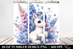 Cute Baby Unicorn with Delphinium | 20 Oz Tumbler Product Image 2