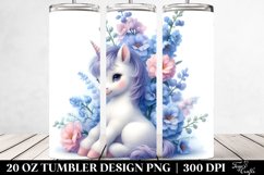 Cute Baby Unicorn with Delphinium | 20 Oz Tumbler Product Image 2