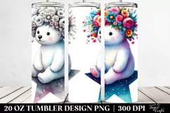 Cartoon Polar Bear Flower Crown 20 Oz Tumbler Product Image 2