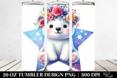 Cartoon Polar Bear Flower Crown 20 Oz Tumbler Product Image 2