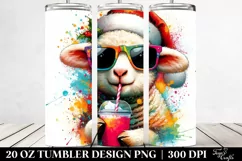 Quirky Lamb Drinking from Colorful Drink | 20 oz Tumbler Product Image 2