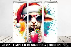 Quirky Lamb Drinking from Colorful Drink | 20 oz Tumbler Product Image 2