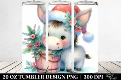 Cute Donkey with Christmas Branches, 20 Oz Tumbler Product Image 2