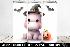 Retro Halloween Hippo, Transparent 20 Oz Tumbler Product Image 2