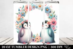 Pastel Penguin Floral Frame | 20 Oz Tumbler Product Image 2