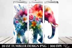 Vibrant Elephant Flowers. 20 Oz Tumbler Design Product Image 2