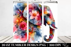 Abstract Vibrant Elephant Flowers. 20 oz Tumbler Design Product Image 2
