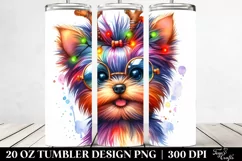 Vibrant Yorkshire Terrier with Crazy Haircut 20 Oz Tumbler Product Image 2