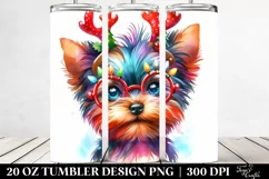 Vibrant Yorkshire Terrier with Crazy Haircut 20 Oz Tumbler Product Image 2