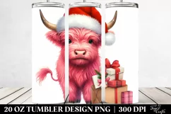 Dumb Pink Highland Cow with Santa Hat 20 Oz Tumbler Product Image 2