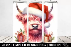 Dumb Pink Highland Cow with Santa Hat 20 Oz Tumbler Product Image 2