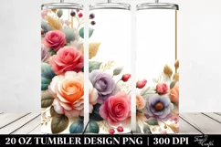 Colorfull Small Roses Watercolor Frame | 20 oz Tumbler Product Image 2