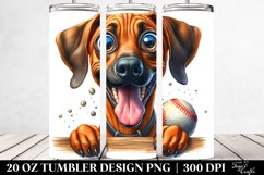 Rhodesian Ridgeback Playing Baseball | 20 Oz Tumbler Product Image 2