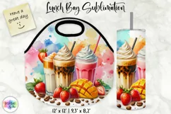 Iced Coffees Lunch Bag, Summer Iced Drinks Tumbler Wrap Product Image 1