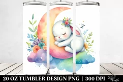cute baby bunny sleeping on the moon | 20 Oz Tumbler Product Image 2