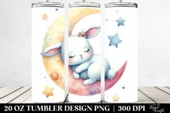 cute baby bunny sleeping on the moon | 20 Oz Tumbler Product Image 2