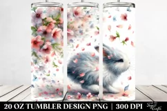 Rabbit Tumbling Spring Petals Watercolor Tumbler Design Product Image 2